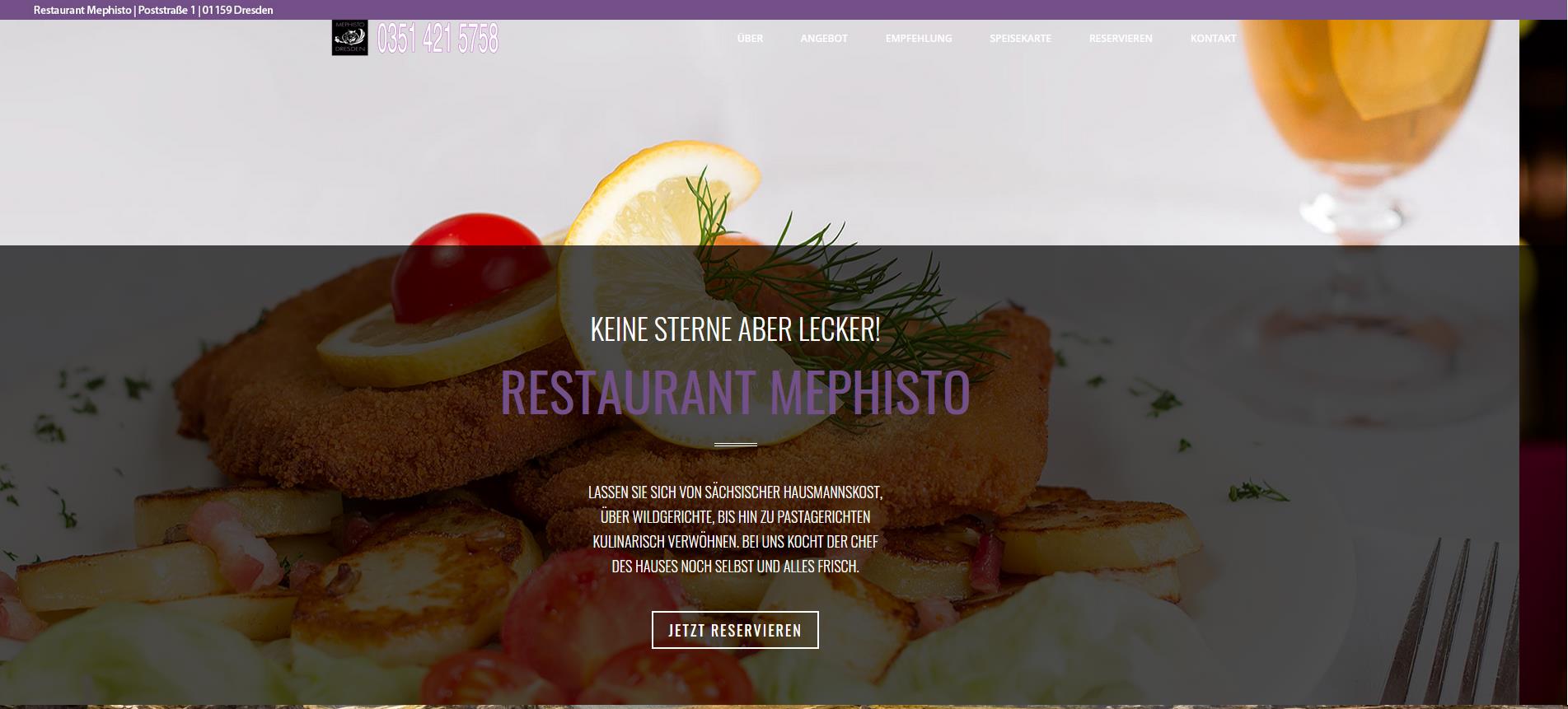 Website für Restaurant Mephisto Dresden